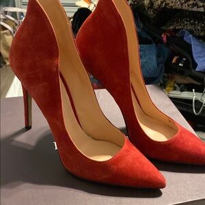 Elegant Red Suede Stiletto Heels suede